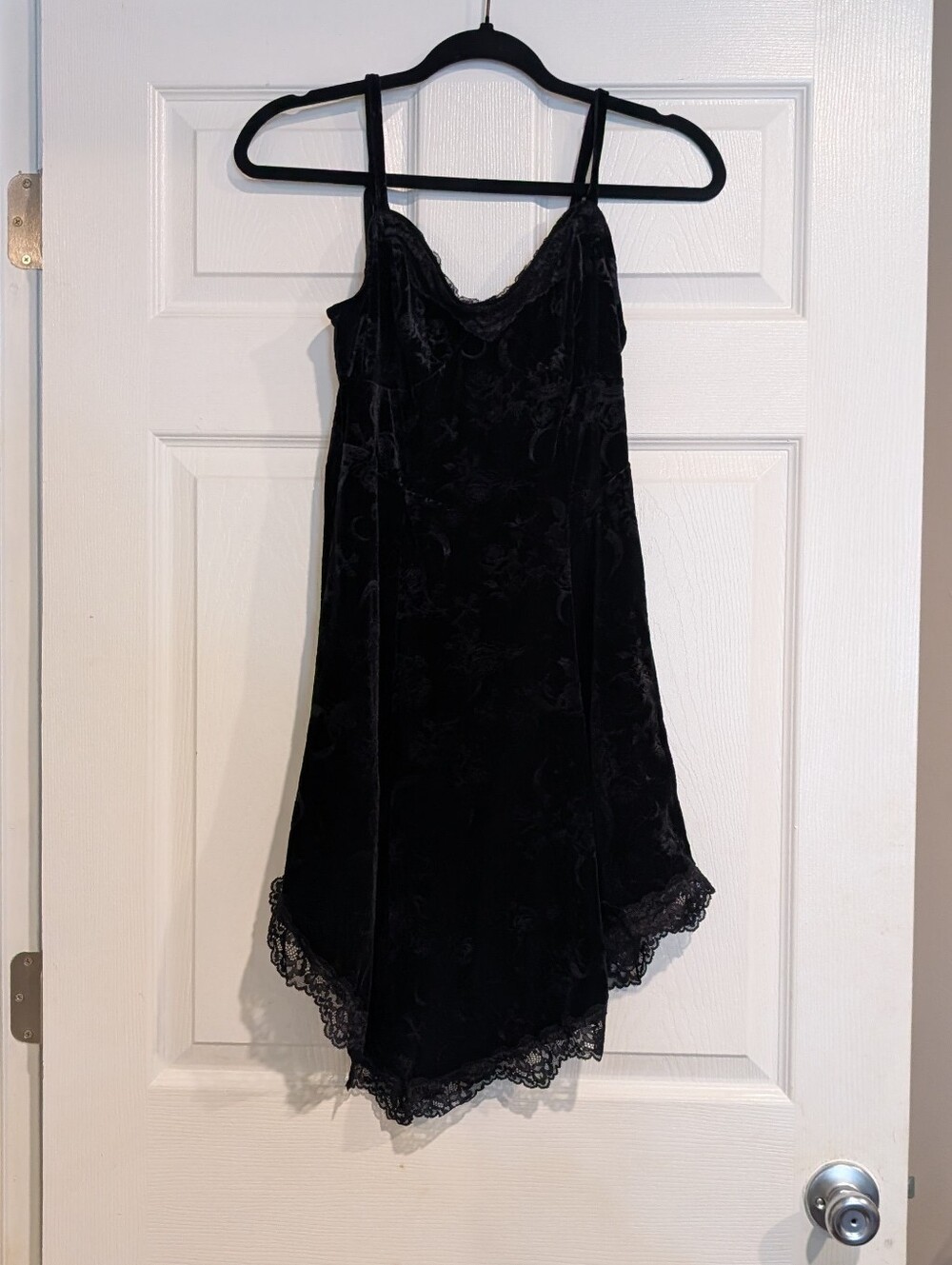 Black Velvet Lace Slip Dress